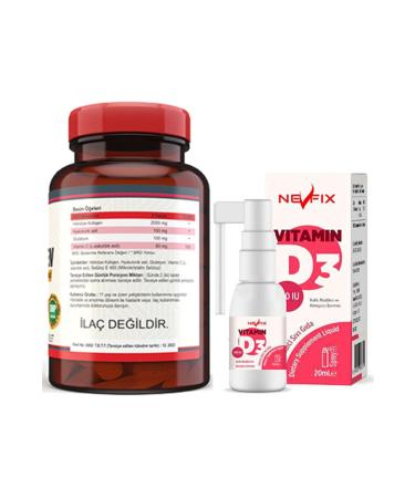 Nevfix Collagen Acid Vitamin C Glutathione 120 Tablet & Vitamin D3 400 Iu 20 Ml Spray - Buy Online on GoSupps.com