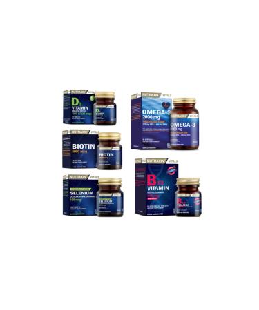 Nutraxin Omega 3 Fish Oil 2000 Mg 60 Capsules + Biotin + Selenium + Vitamin D3 + Vitamin B12 Sublingual