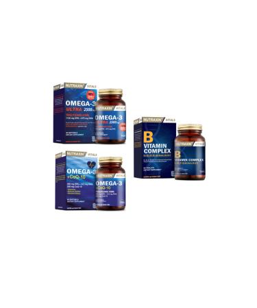 Nutraxin Omega 3 Ultra 2500 Mg 30 Capsules + Omega 3 +coq-10(coenzyme)60 Capsules + B Vitamin Complex 60 Tablets