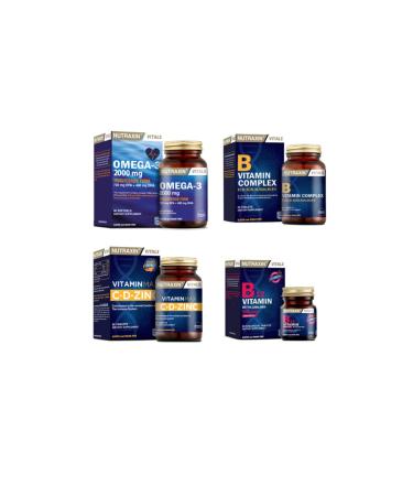 Nutraxin Omega 3 Fish Oil 2000 Mg 60 Capsules + Vitamin Max (c d zinc) + Vitamin B Complex + Vitamin B12