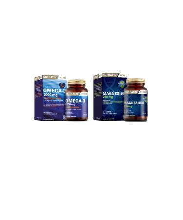 Nutraxin Omega 3 Fish Oil 2000 Mg 60 Softgels + Magnesium Citrate 250 Mg 60 Tablets