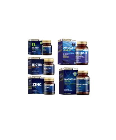 Nutraxin Omega 3 + coq-10 (coenzyme) 60 Capsules + Biotin + Vitamin D3 + Zinc and Magnesium Supplement