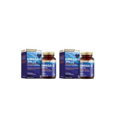 Nutraxin Omega 3 Fish Oil 2000 Mg 60 Softgels X2 Pieces