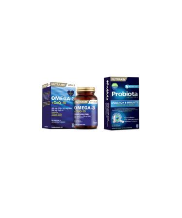Nutraxin Omega-3 + coq-10 (coenzyme) 60 Softgels + Probiota (special Probiotic Support) 60 Tablets