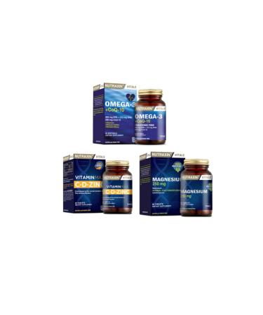 Nutraxin Omega 3 + coq-10 (coenzyme) 60 Capsules + Vitamin Max (c d zinc)60 Tablets + Magnesium 60 Tablets