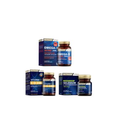 Nutraxin Omega 3 Ultra 2500 Mg 30 Capsules + Vitamin Max (c d zinc) 60 Tablets + Selenium 100 Mcg 100 Tablets