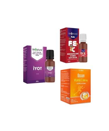 Venatura Iodine 25 Ml 150 Mg + Iron and Vitamin C Support for Children + Ocean Vitamin C 1000 Mg 30 Tablets