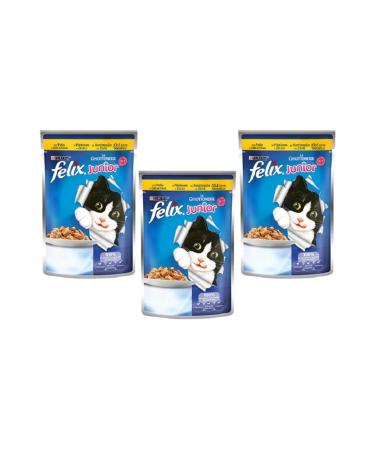 FELIX 3 Pieces Felix Junior 100 Gr Chicken Kitten Cat Food