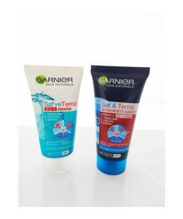 Garnier Gar. Pure&Clean Charcoal 3 in 1 50ml+ Pure & Clean 3 in 1 Cleansing Peeling Mask50 Ml