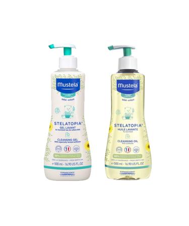 Mustela Dry and Very Dry Skin Care Set Stelatopia Moisturizing Cream - Oil Original Size Set
