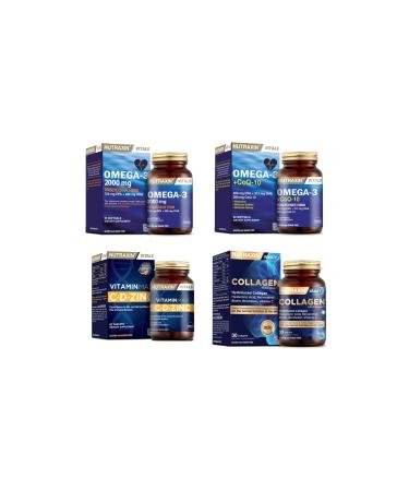 Nutraxin Omega 3 2000 Mg 60 Capsules + omega 3 + coq-10 (coenzyme) 60 Capsules + vitamin Max + collagen 30 Tablets