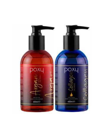 Poxy Argan Essence Hair Conditioner for Dyed Hair 400 Ml & Collagen/Biotin Essence Hair Conditioner 400 Ml