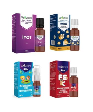 Venatura D3k2 20 ml + Iodine 25 ml + Microencapsulated Iron and Vitamin C 20 ml + Methylcobalamin Spray 5 ml