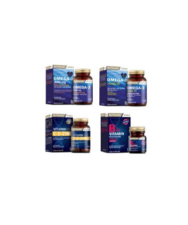 Nutraxin Omega 3 2000 Mg 60 Capsules + omega 3 + coq-10 (coenzyme) 60 Capsules + vitamin Max (c d zinc) + vitamin b12