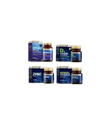 Nutraxin Omega 3 Fish Oil 2000 Mg 60 Capsules + Selenium 100 Tablets + D3 Vitamin 120 Tablets + Zinc 100 Tablets