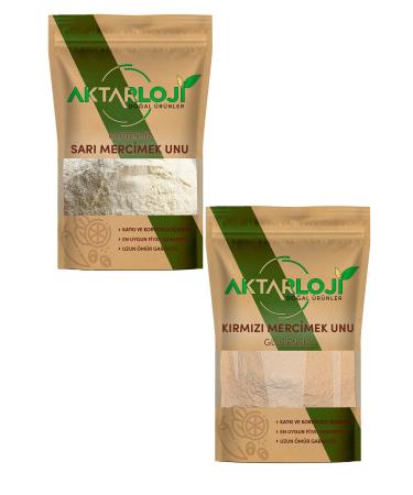 Aktarloji Gluten Free Lentil Flour Set of 2 500 Gr Yellow + 500 Gr Red Lentil Flour Total 1 Kg