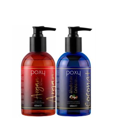 Poxy Argan Essence Hair Conditioner for Dyed Hair 400 Ml & Coconut Essence Hair Conditioner 400 Ml