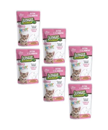 Jungle Pouch Chicken Kitten Food 100 Gr X 6 Pieces