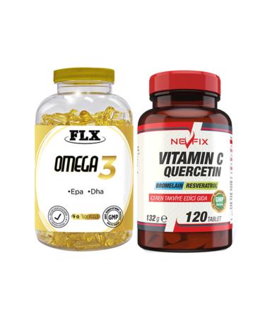 FLX Omega 3 Fish Oil 90 Softgel & Nevfix Glucosamine Chondroitin Msm 120 Tablets