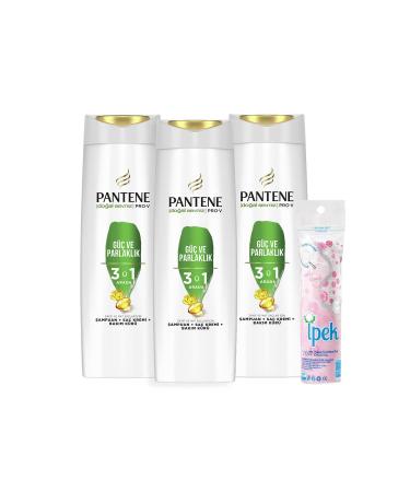 Pantene 3 in 1 Shampoo Cream Care Cure Power and Shine 400 ml X 3 Make-up Cotton - Buy Online on GoSupps.com
