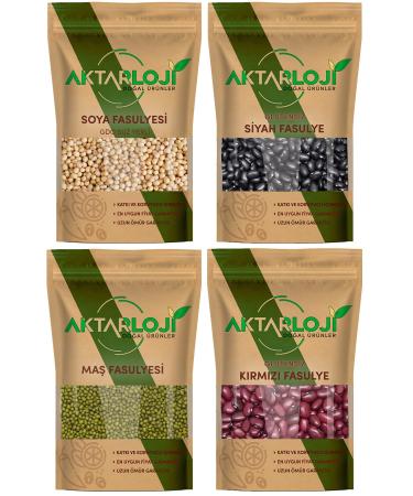 Gluten Free 4-Piece Bean Set 1 Kg Red + 1 Kg Mung Bean + 1 Kg Soybean + 1 Kg Black Bean