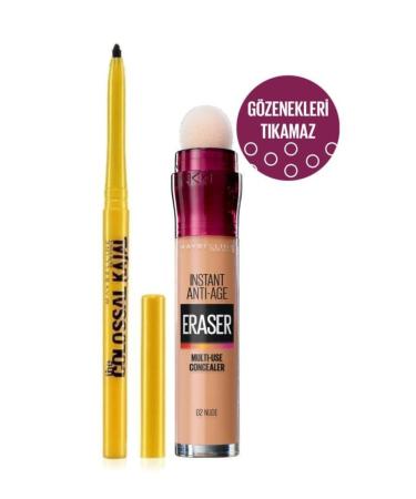 Maybelline New York Maybelline Instant Anti Age Eraser Concealer-02 Nude+kajal Pencil Set
