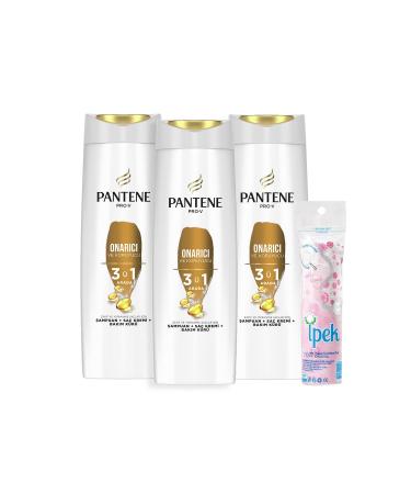 Pantene 3 in 1 Shampoo Cream Care Treatment Repair Protector 400 ml X 3 Make-up Cotton - Buy Online on GoSupps.com