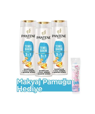 Pantene 3 in 1 Shampoo and Conditioner Basic Care 400 ml X 3 Make-up Cotton - Buy Online on GoSupps.com