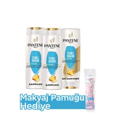 Pantene Basic Care Shampoo 400 ml X 2 Hair Care Cream 360 ml Make-up Cotton