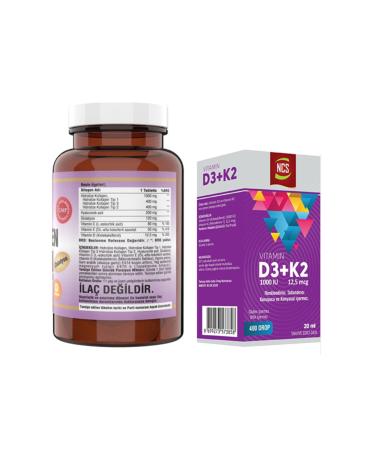 Ncs Collagen Type 1-2-3 Vitamin C & E 90 Tab & Vitamin D3 + K2 Drops 20 Ml - Buy Online on GoSupps.com