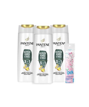 Pantene 2 in 1 Shampoo and Conditioner Anti-Dandruff Effective 400 ml X 3 Make-up Cotton