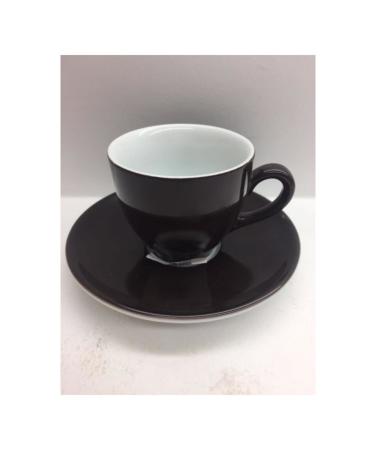 K tahya Porcelain Lima Turkish Coffee Cups with Saucers 6 Pieces Black