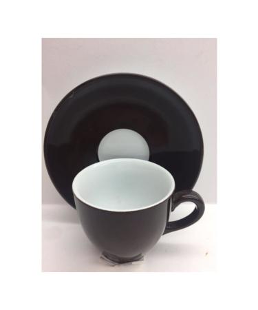 K tahya Porcelain Lima Turkish Coffee Cups with Saucers 6 Pieces Black - Buy Online on GoSupps.com