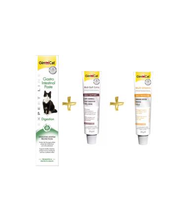 Gimcat Gastro Digestion Paste 50gr + Anti-hairball Malt 20gr + Multivitamin Paste 20gr