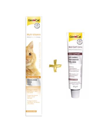 Gimcat Multivitamin Paste Cat Vitamin Paste 100gr + Anti-hairball Malt Paste 20gr