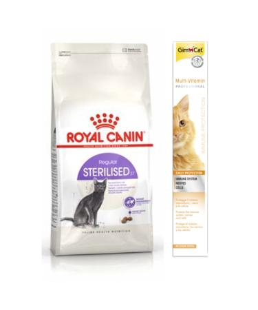 Royal Canin Sterilised 37 Neutered Cat Dry Food 2 Kg + Gimcat Multi Vitamin Paste Cat Paste 100gr