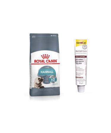 Royal Canin Hairball Adult Cat Food 2 kg + Gimcat Anti-Hairball Malt Paste Cat Paste 20 g