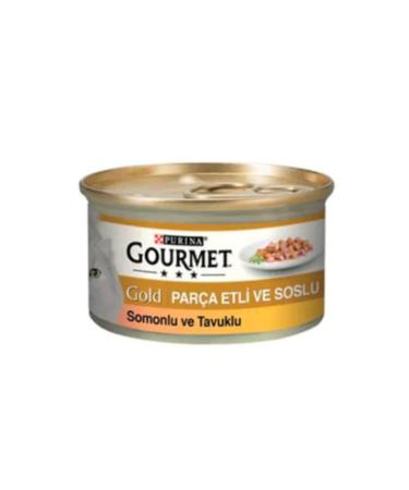 Gourmet Gold Salmon Chicken Pieces Adult Cat Canned Food 6 X 85 Gr