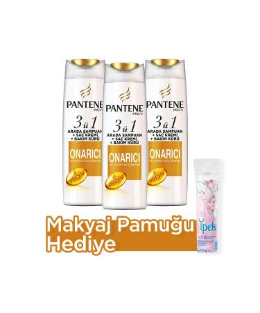 Pantene 3 in 1 Shampoo Cream Care Treatment Repair Protector 470 ml X 3 Make-up Cotton