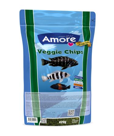 AMORE Elite Veggie Green Pro Algae Chips 420 Gr Clear Immune Protect Omega-3 Fish Food