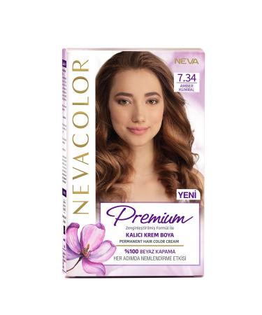 NEVA COSMETICS Nevacolor Premium Permanent Cream Set Paint 7.34 Amber Blonde