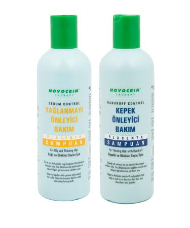 Novocrin Placenta Dandruff and Oily Hair Loss Care Shampoo 300 ml 2 Pack
