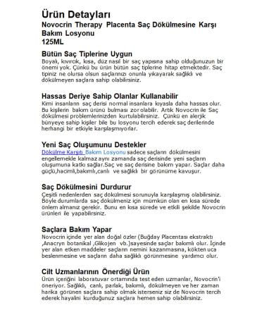 Novocrin Placenta Anti-Hair Loss Lotion 125 ml. - Buy Online on GoSupps.com