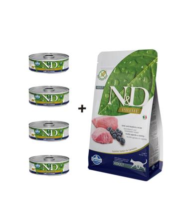 N & D Prime Lamb Adult Cat Food 5 kg + 4 Prime Canned 80 gr