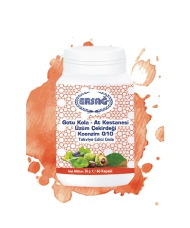 Ersa GOTU KOLA HORSE CHESTNUT GRAPE SEED COENZYME Q10 (36 gr 60 CAPSULES) SUPPLEMENTARY FOOD
