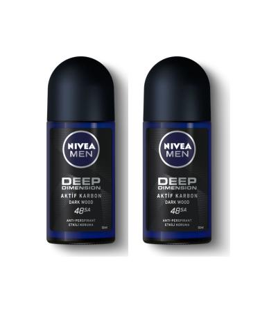 NIVEA Men Deep Dimension Active Carbon 50 Ml Roll On (2 Pieces)