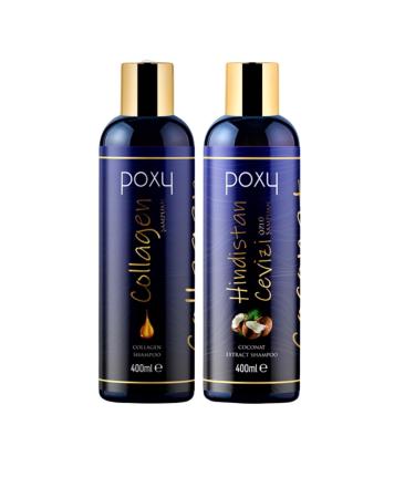 Poxy Collagen/ Biotin Shampoo 400 Ml & Coconut Essence Shampoo 400 Ml