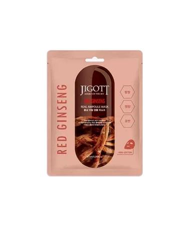 Jigott Red Ginseng Pore Tightening Moisturizing and Repairing Real Ampoule Mask
