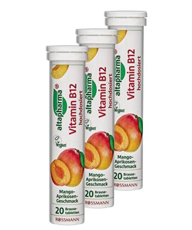 Altapharma Water Soluble Tablets 20 Mango Apricot Flavored B12 Vitamin 3 Pieces