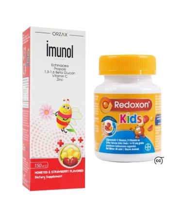 IMUNOL Imunol Syrup 150 Ml And Redoxon Kids 60 Chewable Tablets